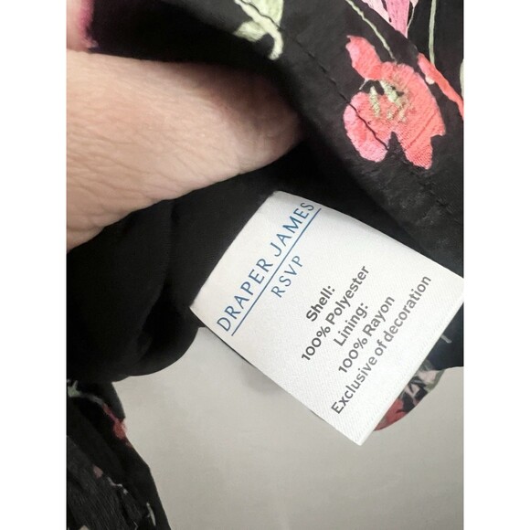 Draper James Black Floral Smocked Boxy Shirt Blouse Plus Size Size 1X XL Light - Picture 12 of 12